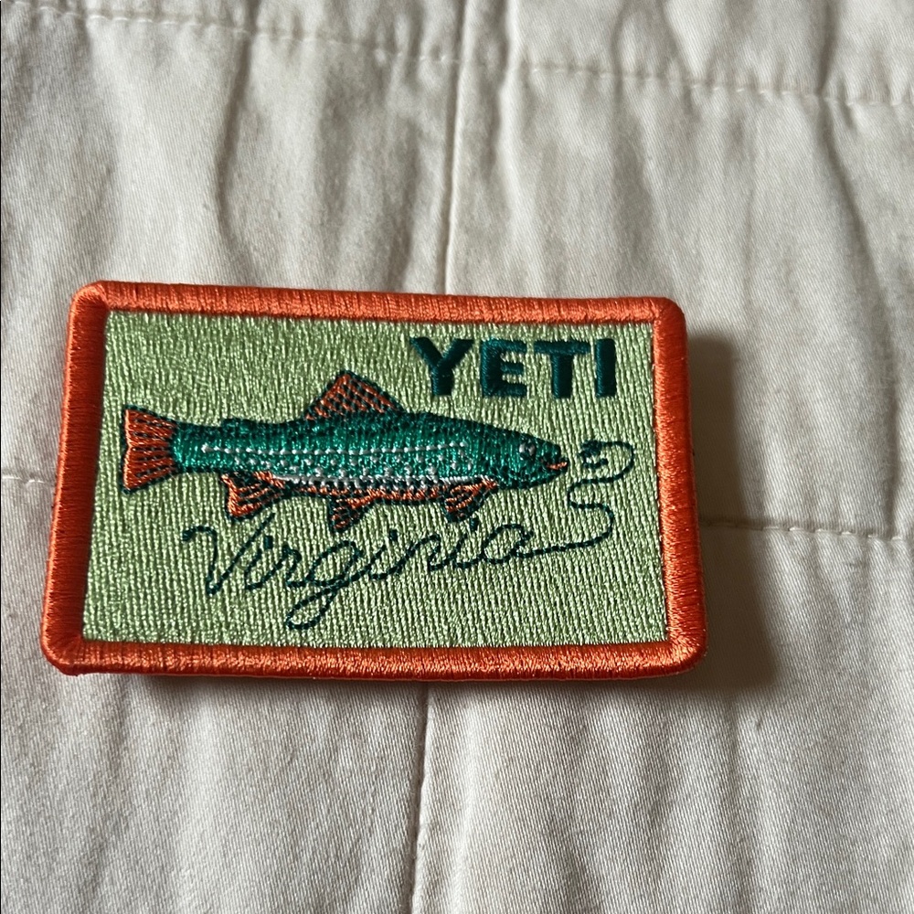 Yeti Fish Patch - Orange Border with Green Background